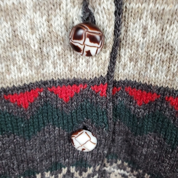 Vintage  90s Y2K Fairisle Grampa Wool Vest Size Medium Gray Red Apres Ski - Picture 12 of 13